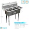 Amgood Stainless Steel Utility Sink-3 Compartment Sink  10 in. x 14 in. x 10 in. Bowl. No Faucet SINK S3C-101410 - NO FAUCET - alternate 5